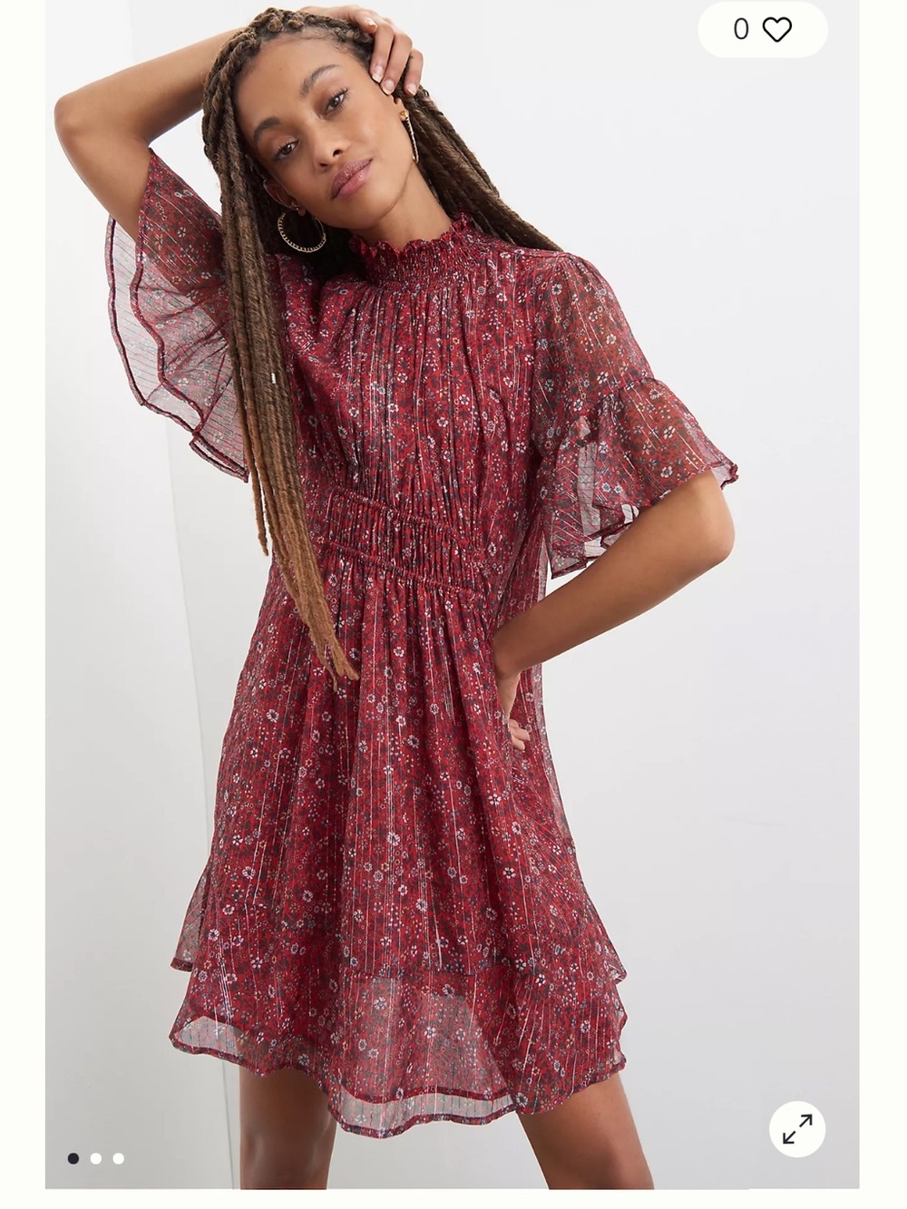 Ranna Gill for Anthropologie Women's Red Floral mini Dress size small
